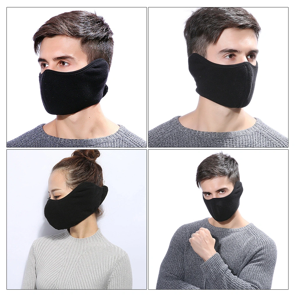 Stereoscopic Windproof Dust Ski Mask Cold Weather Winter Motorcycle Half Face mouth Warmer Fleece Mask Polyester Fleece Mask for Women Men Youth Snowboard Cycling(Black)