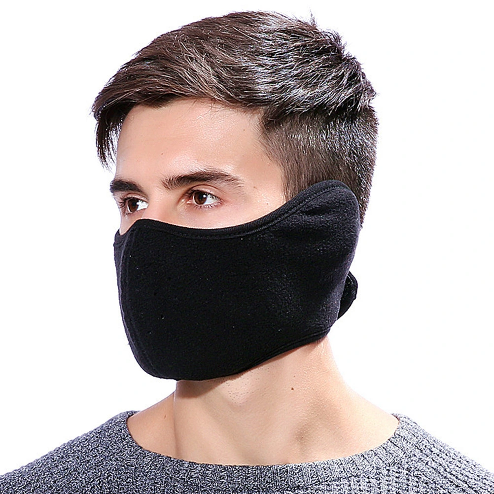 Stereoscopic Windproof Dust Ski Mask Cold Weather Winter Motorcycle Half Face mouth Warmer Fleece Mask Polyester Fleece Mask for Women Men Youth Snowboard Cycling(Black)