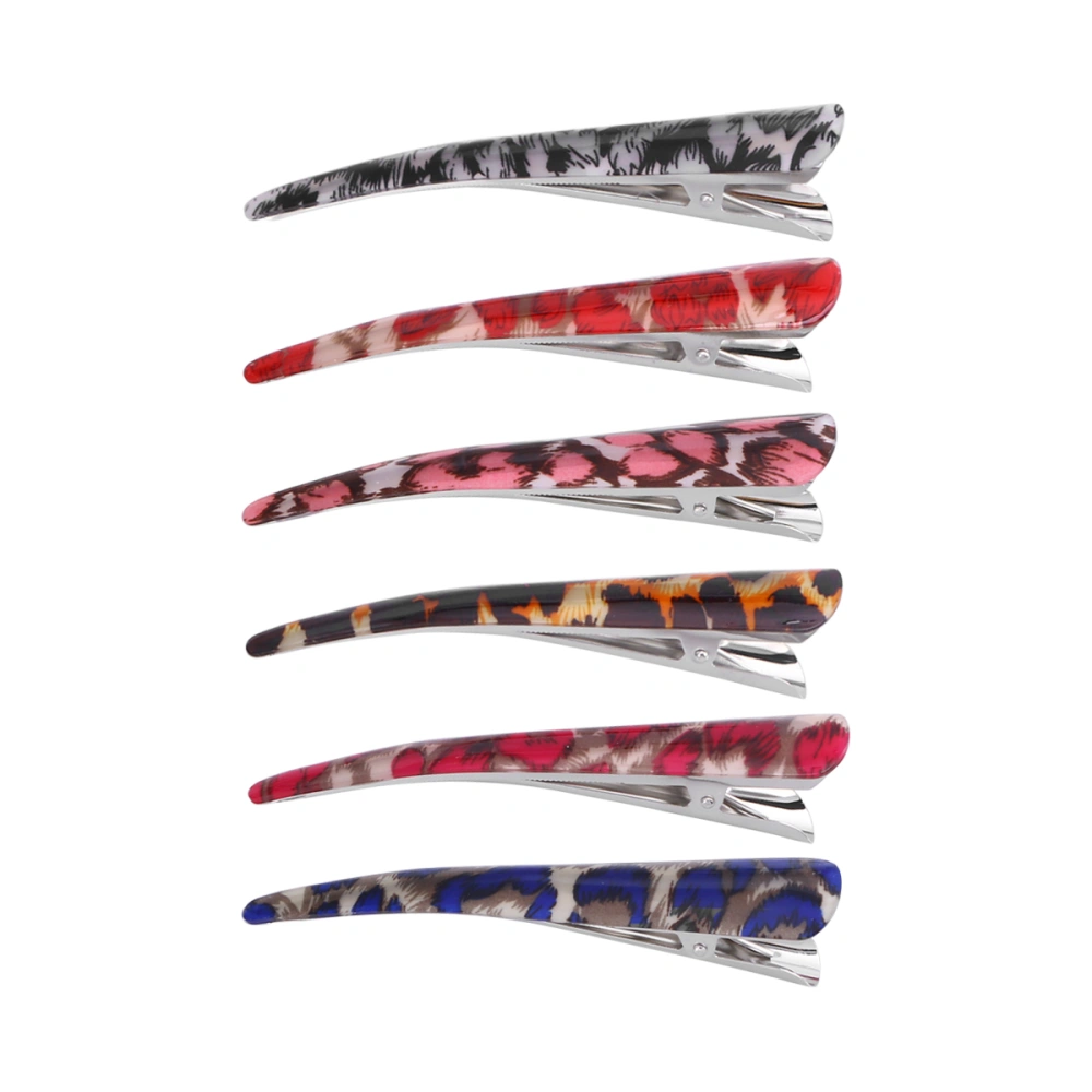 6pcs Long Acrylic Duckbill Hairpin Leopard Duckbill Clip for Woman Lady Girls (Random Color)