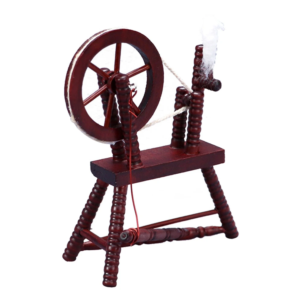 1Pc Mini Furniture Model Retro Wood Hand Reeling Machine Micro Model Decoration