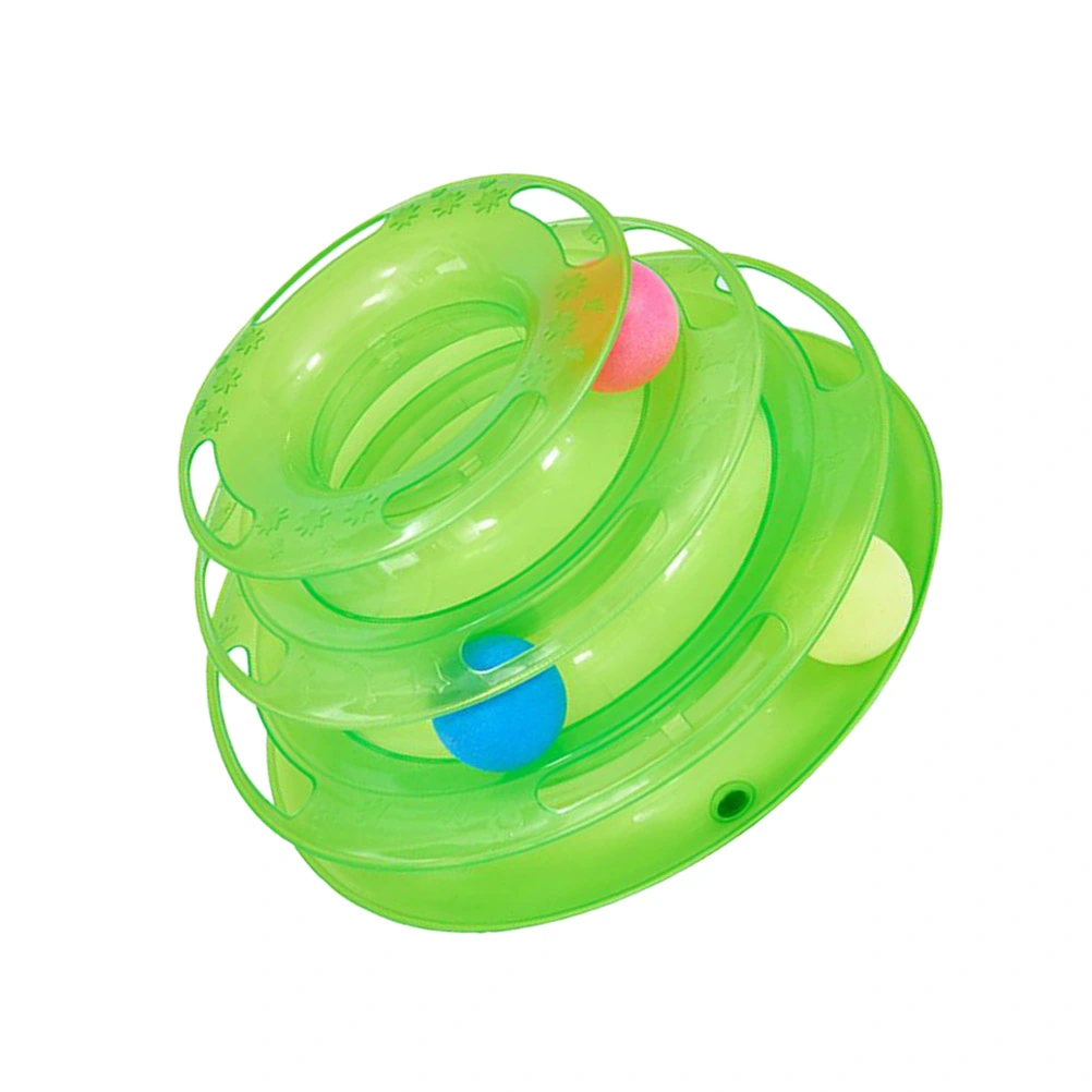 1PC Three Level Cat Tracks Toy Funny Round Amusement Plate Pet Interactive Toys Cat Supplies (Green)