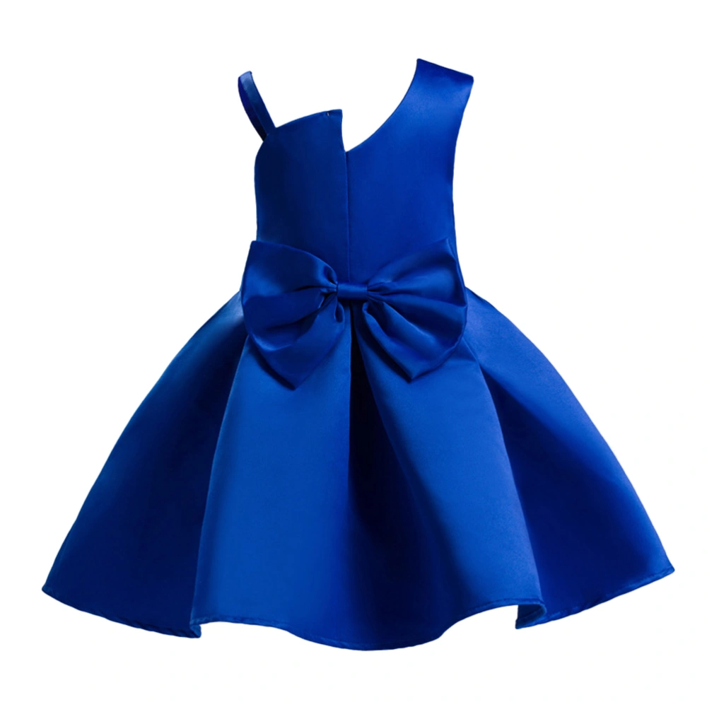 Elegant Dress Sleeveless with Bowknot Gown Dress Party Costumes for Kids Girls (Dark Blue, 140cm)