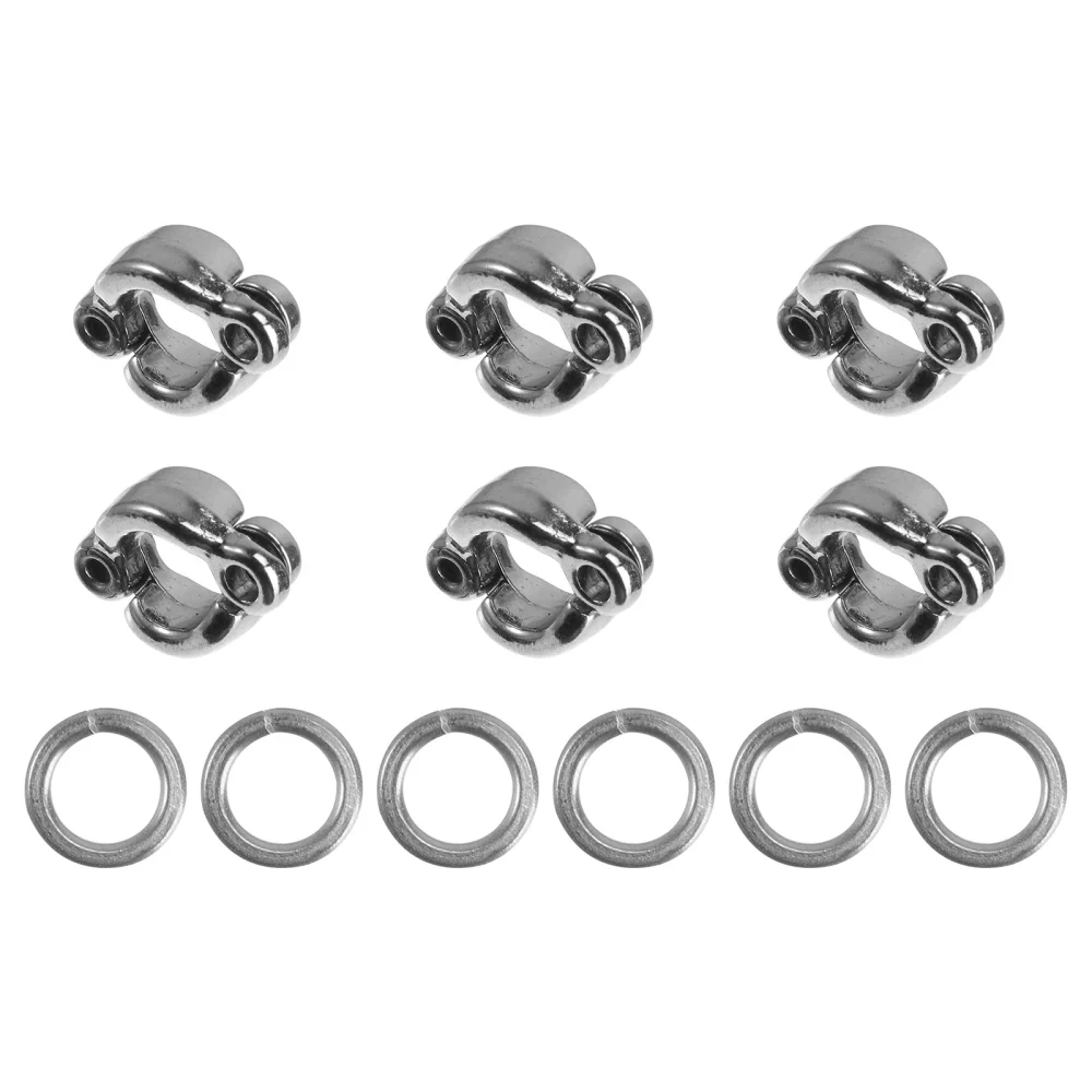 6Pcs Parrot Open Foot Rings U-shaped Design Stainless Steel Foot Chains (Silver)