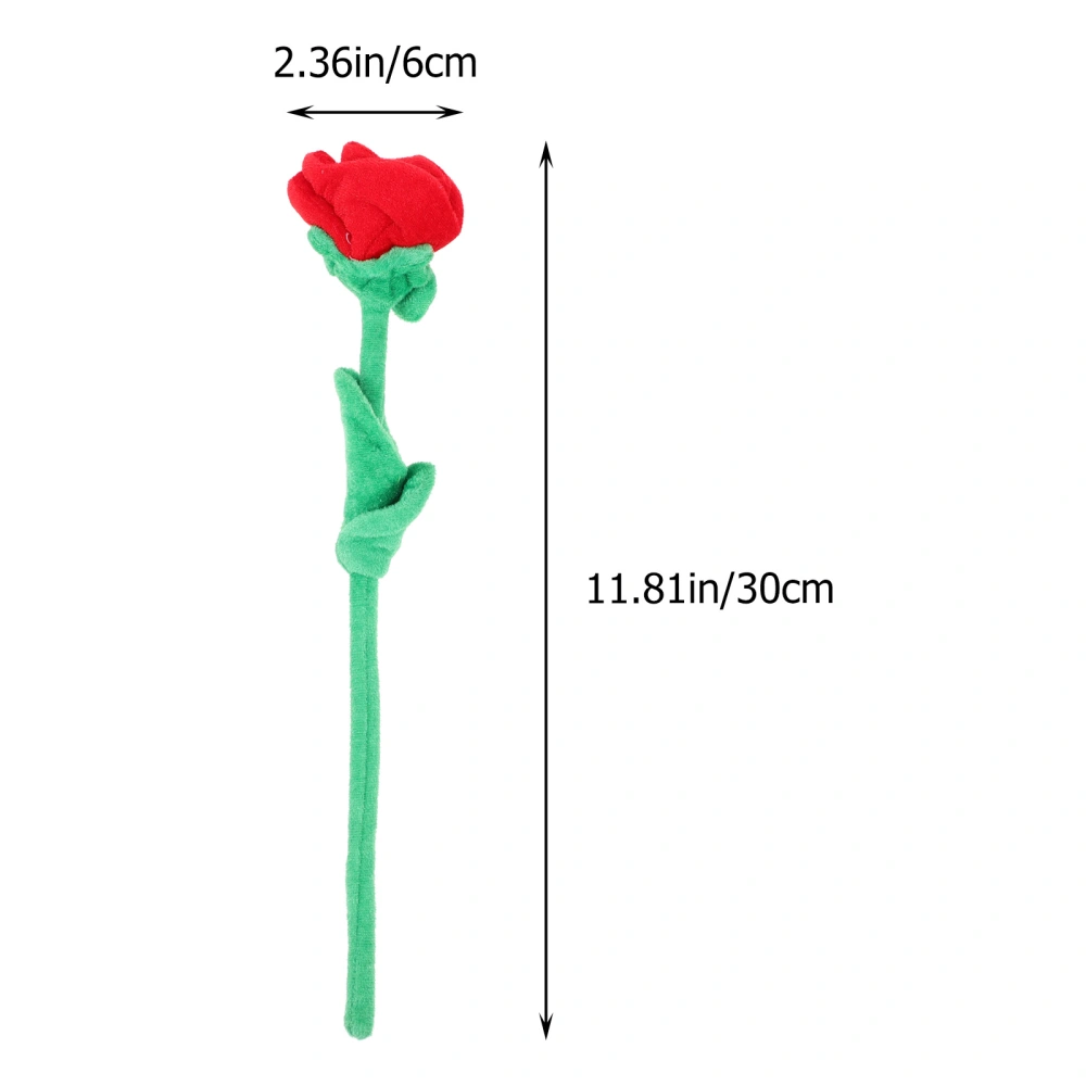 8Pcs Artificial Plush Rose Bendable Stem Rose Flower Rose Bouquet Toy Supple Plush Rose Decor