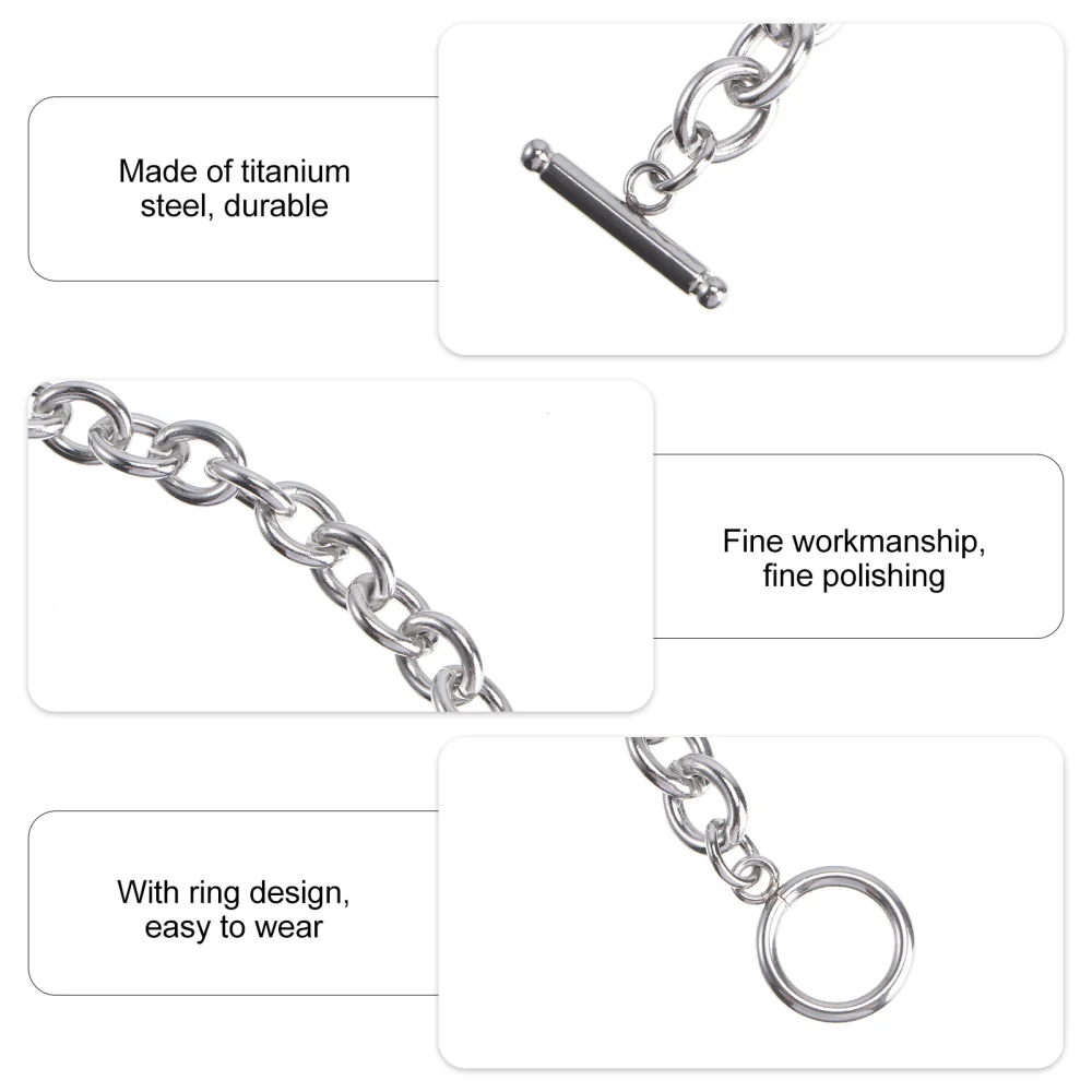 5pcs Titanium Steel Bracelet OT Buckle Chain Jewelry Making Accessories for Women Girls (8mm Width, 19cm Length)