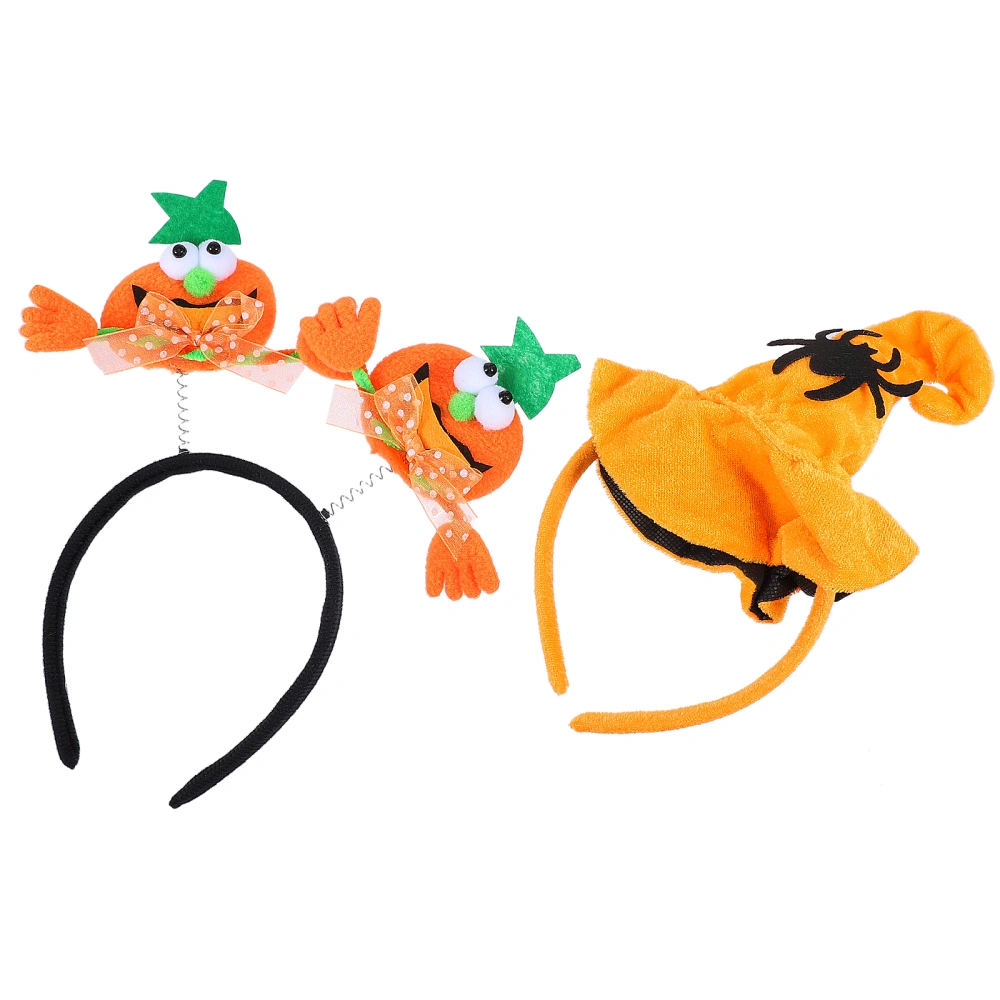 2pcs Halloween Pumpkin Headband Spider Decor Hairpin Horror Theme Party Props