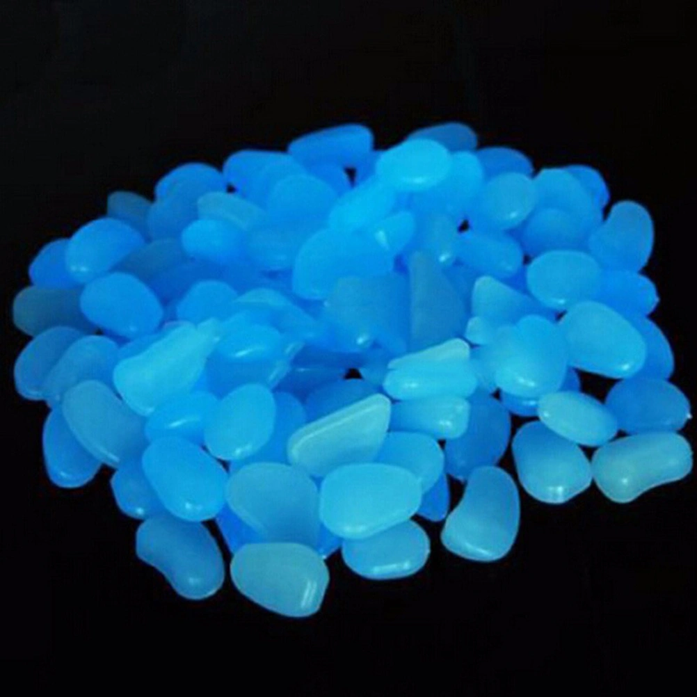 100pcs Luminous Cobblestones Pebbles Stones Glow in the Dark for Aquarium Fish Tank Gravel Decorations For Garden Yard (Blue)