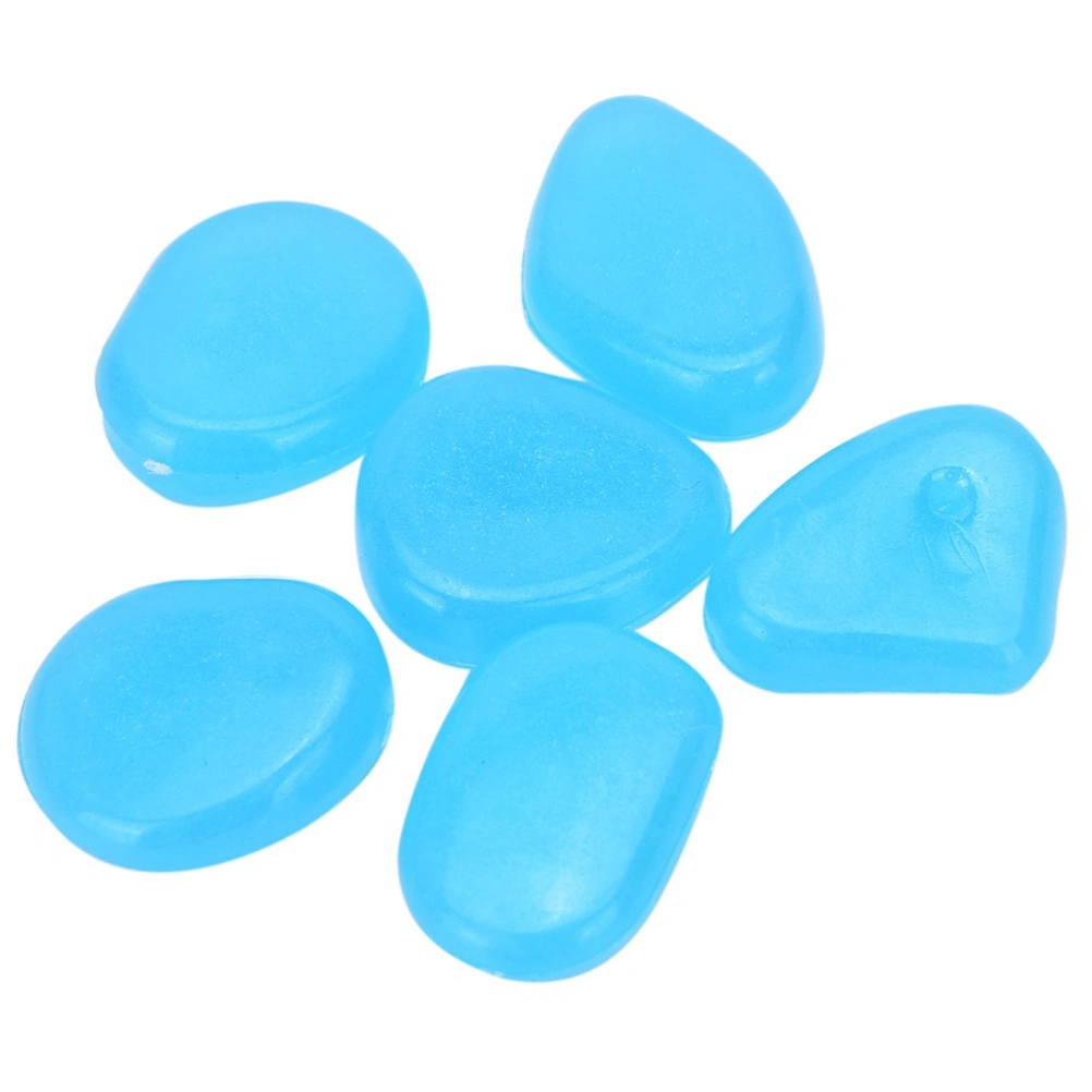 100pcs Luminous Cobblestones Pebbles Stones Glow in the Dark for Aquarium Fish Tank Gravel Decorations For Garden Yard (Blue)