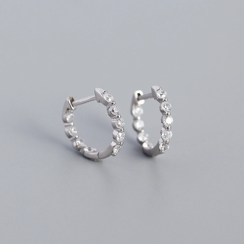 New S925 Silver Ins Geometric Zircon Diamond Earclip Earrings Silver Accessories Women