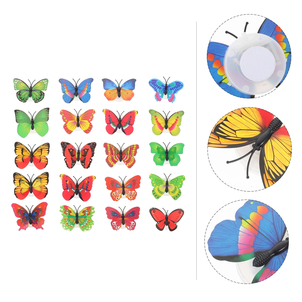 20pcs Colorful Simulation Butterflies Wall Stickers Luminous Wall Decals