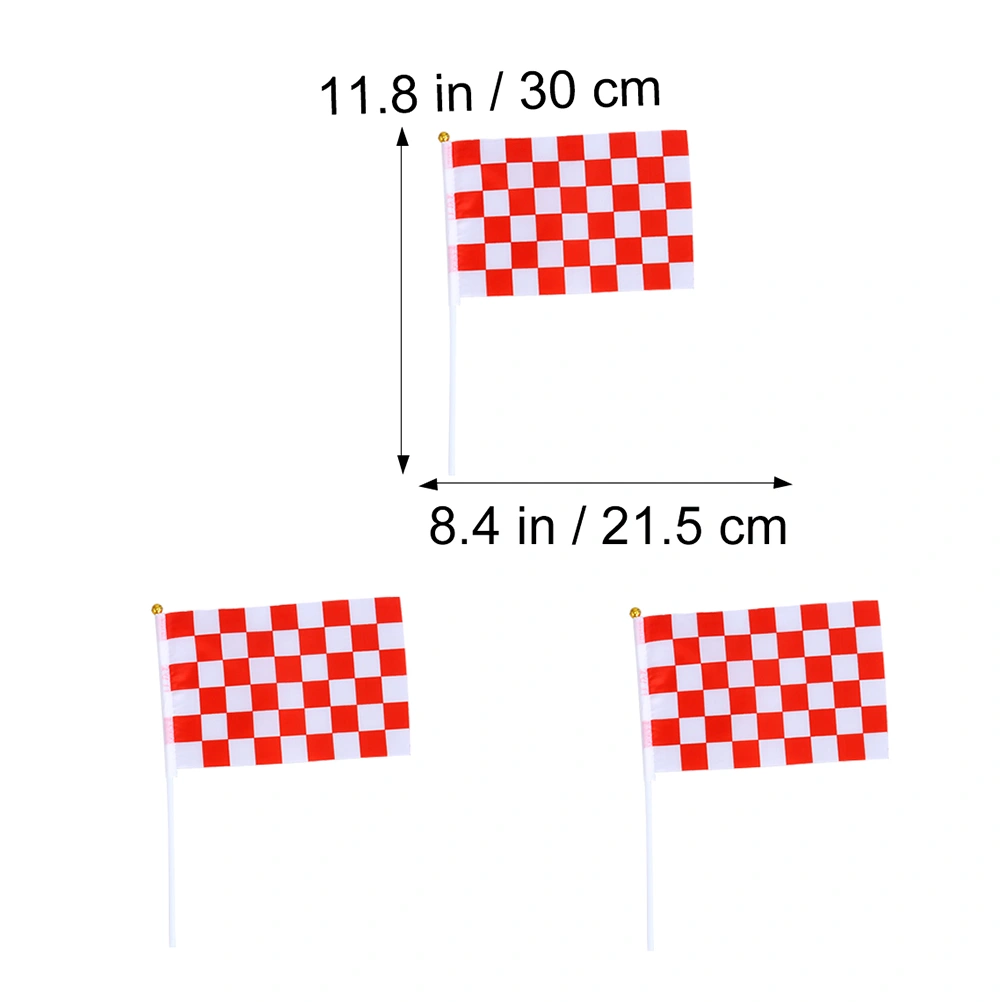 50 Pcs Mini Race Flags Checkered Hand Flag for Tiny Car Racing Flags (Red White)