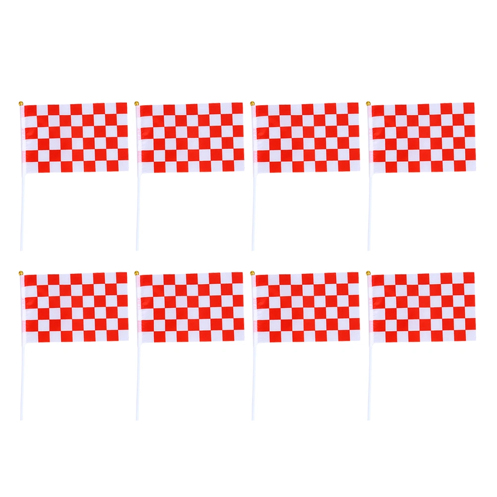 50 Pcs Mini Race Flags Checkered Hand Flag for Tiny Car Racing Flags (Red White)