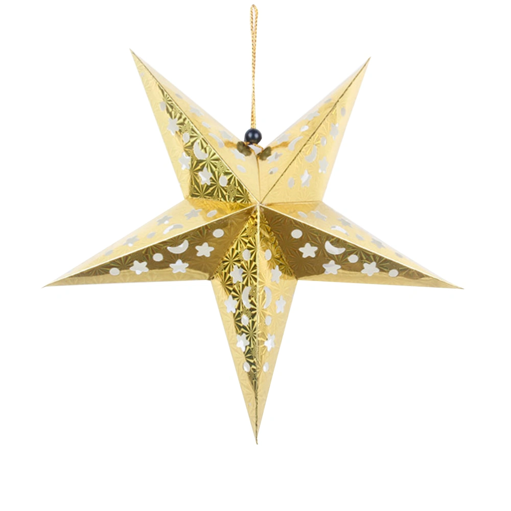 2pcs Paper Star Hanging Ornament 3D Star Pendant Condole Decorative Props (1pc 45cm Golden, 1pc 45cm Silver)