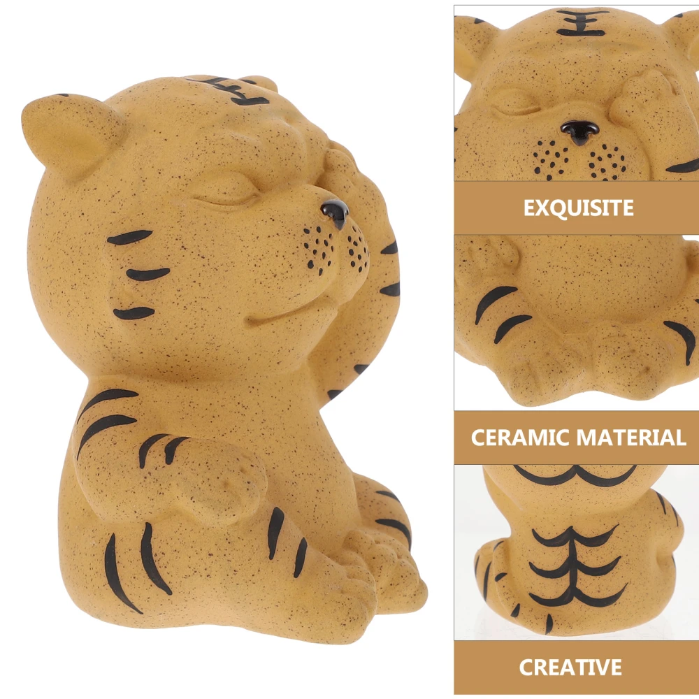 1pc Exquisite Tiger Ornament Adorable Tiger Portable Tea Table Car Ornament