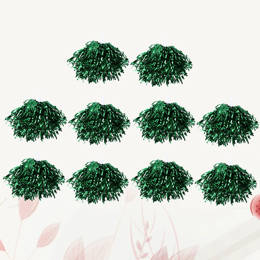10 Pcs/5 Pairs 25g Plastic Cheering Balls Squad Spirited Fun Cheerleading Kit Cheer Poms Cheerleaders Supples with Handle for Competition Cheering Sports Events (Green)