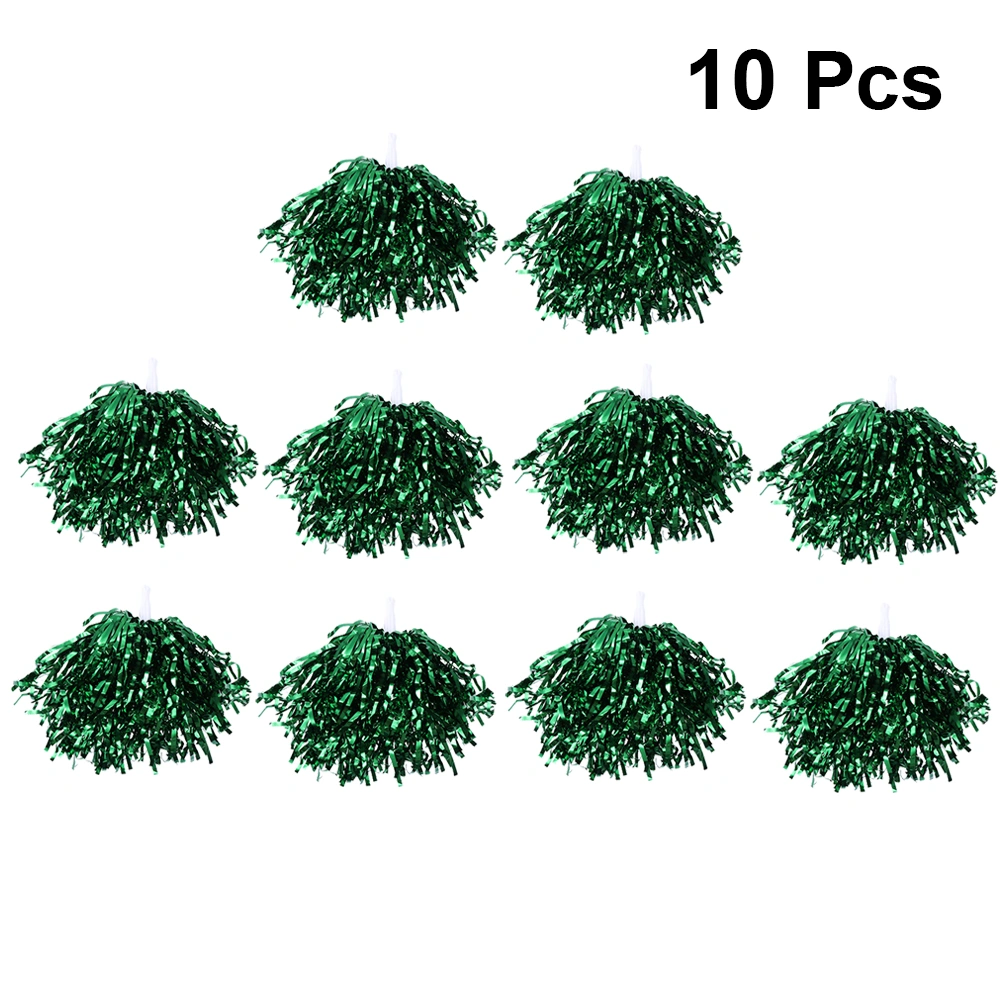 10 Pcs/5 Pairs 25g Plastic Cheering Balls Squad Spirited Fun Cheerleading Kit Cheer Poms Cheerleaders Supples with Handle for Competition Cheering Sports Events (Green)