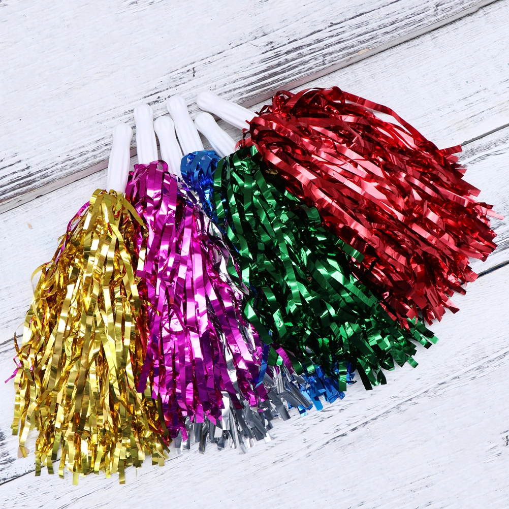 10 Pcs/5 Pairs 25g Plastic Cheering Balls Squad Spirited Fun Cheerleading Kit Cheer Poms Cheerleaders Supples with Handle for Competition Cheering Sports Events (Green)