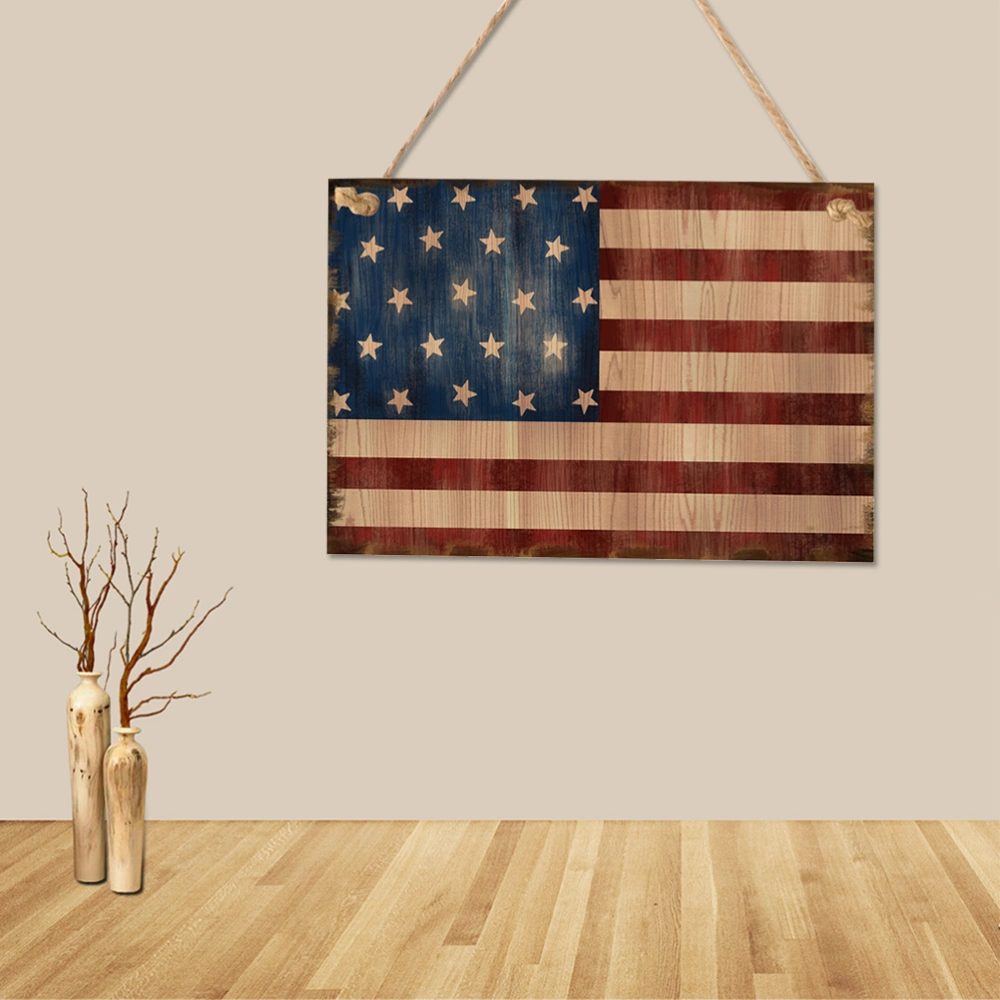 Wooden Independence Day Hanging Adornment Hanging Board Home Decoration Craft Ornament