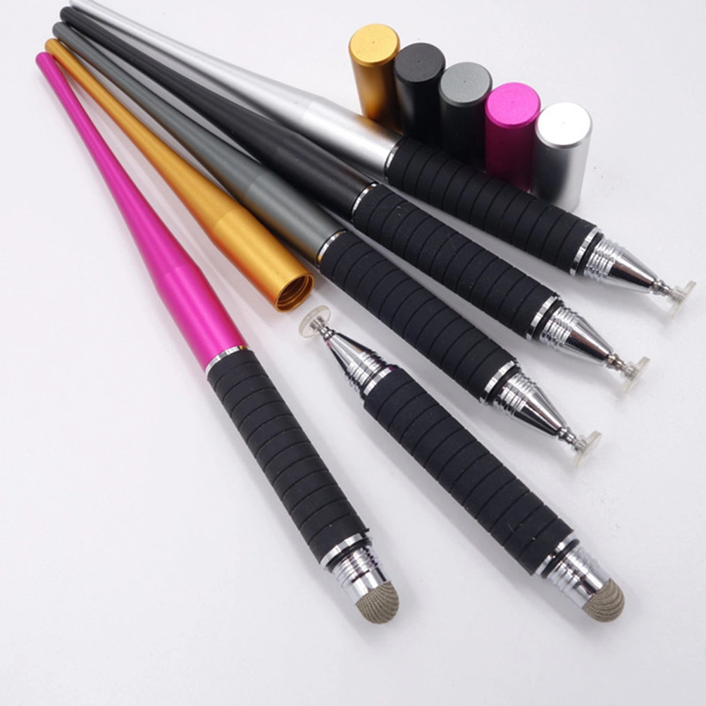 Touch Screen Pen Sharp-tailed Disc Pen Conductive Cloth Head Suction Cup Two-in-one Stylus Pen Metal Capacitor Pen (Pink)