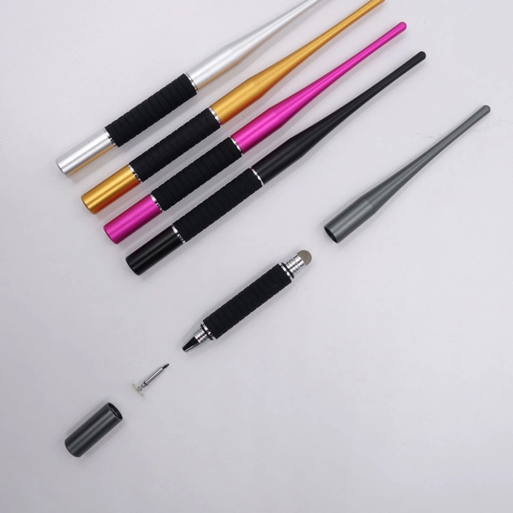 Touch Screen Pen Sharp-tailed Disc Pen Conductive Cloth Head Suction Cup Two-in-one Stylus Pen Metal Capacitor Pen (Pink)