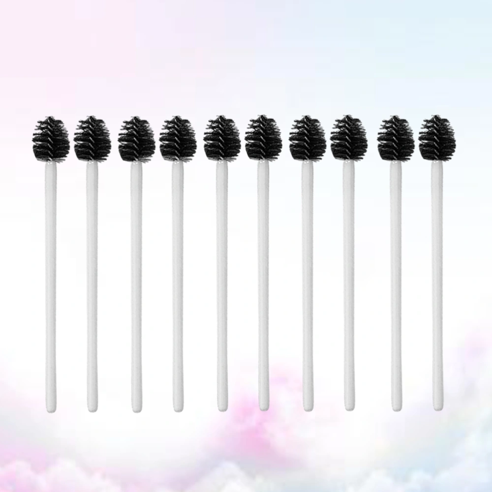 100pcs Eyelash Brushes Disposable Long Handle Solid Rod Makeup Brushes Eyelash Grafting Tool for Women Girls Ladies (White + Black)