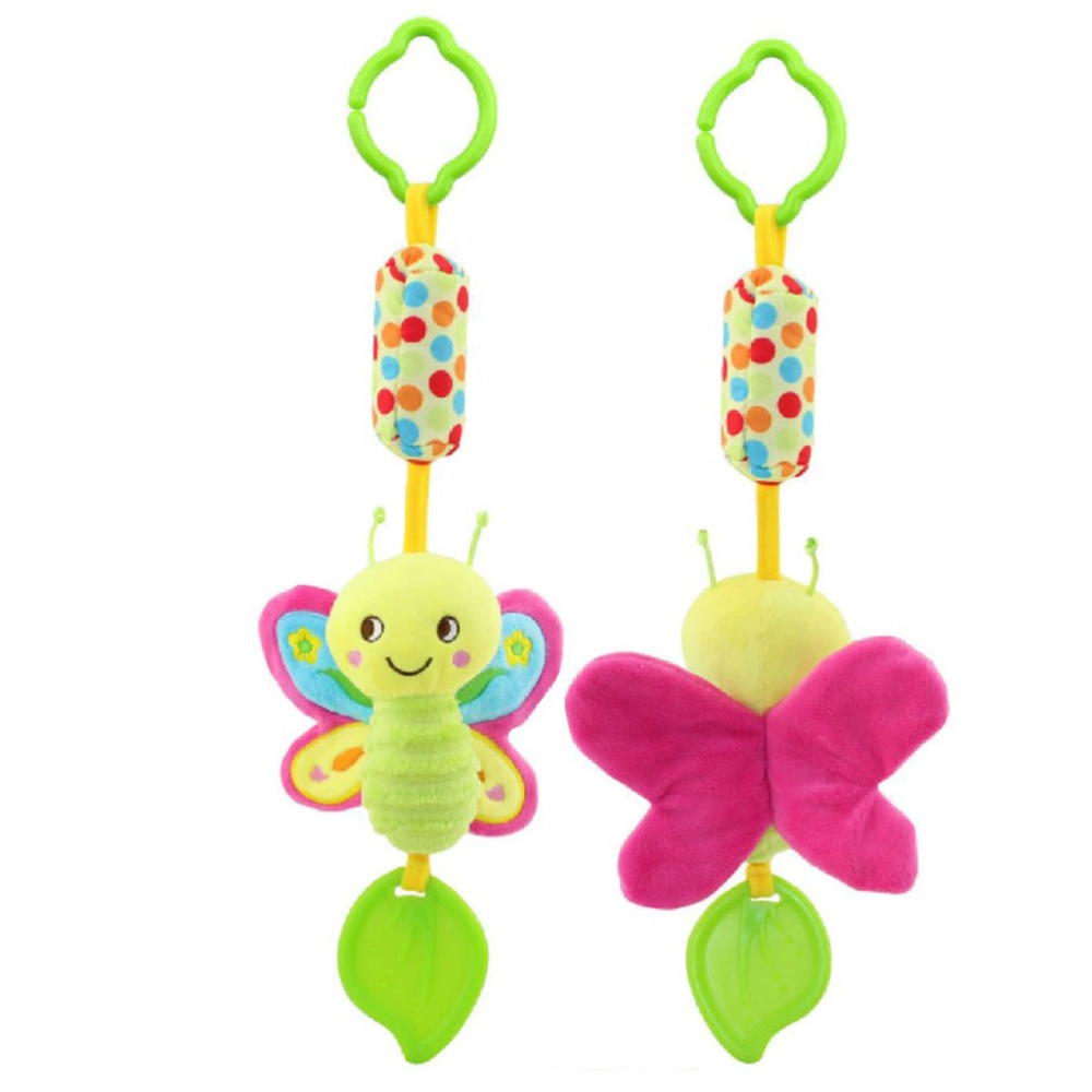 Newborn Car Crib Rattle Toys Cartoon Animal Hanging Rattles Plush Toys Early Education Toys (Butterfly)