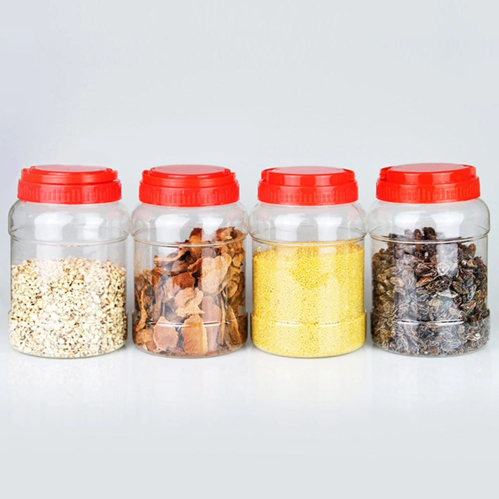 4Pcs Clear Tea Sealed Containers Home Plastic Storage Jars Food Cans (1000ML)