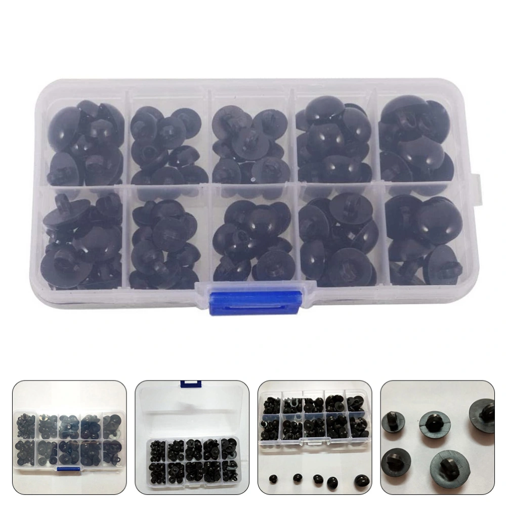 100 Pieces Plastic Black Half Ball Mushroom Shank Buttons Sewing Buttons DIY Bear Animal Toys Eyes Kids Craft