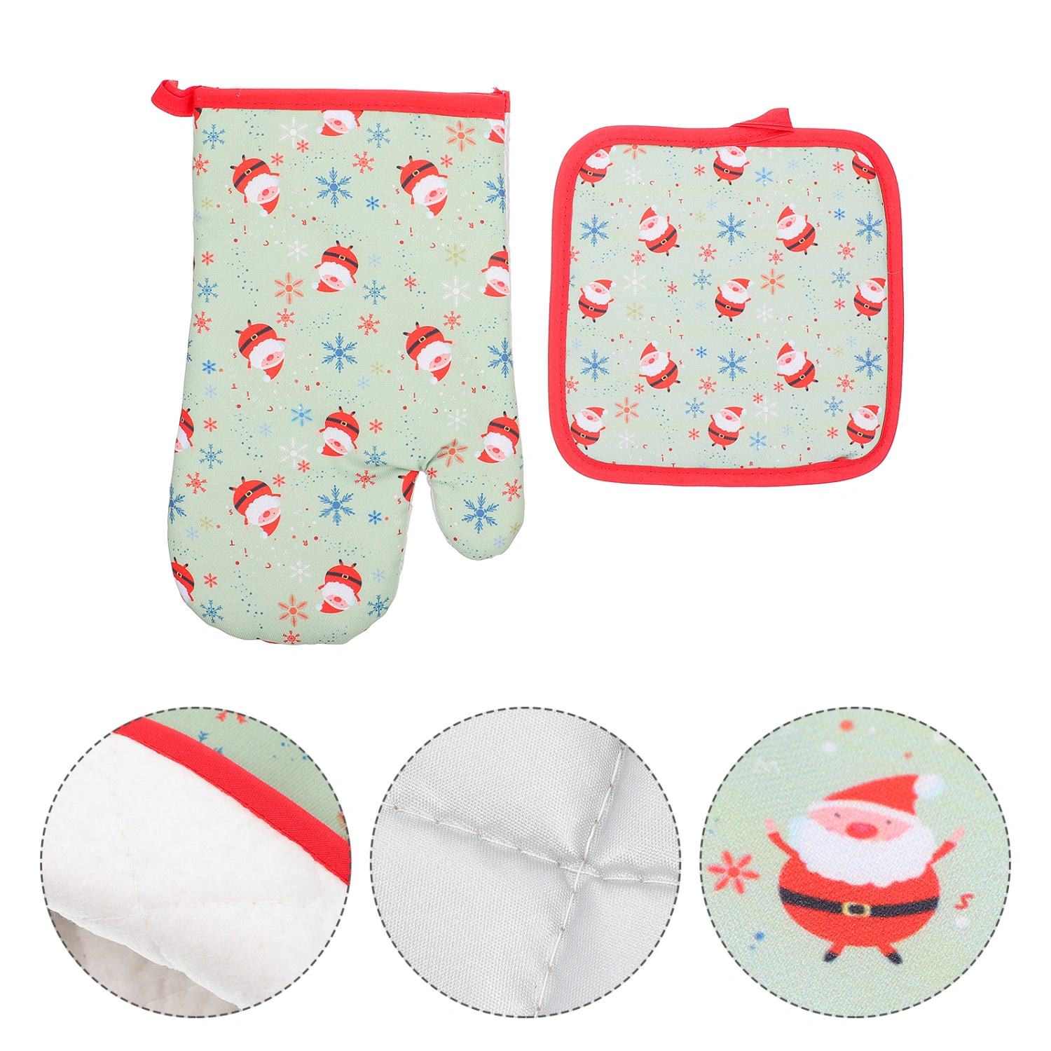 1 Set Xmas Oven Glove Useful Heat Resistant Mitten Practical Kitchen Gadget