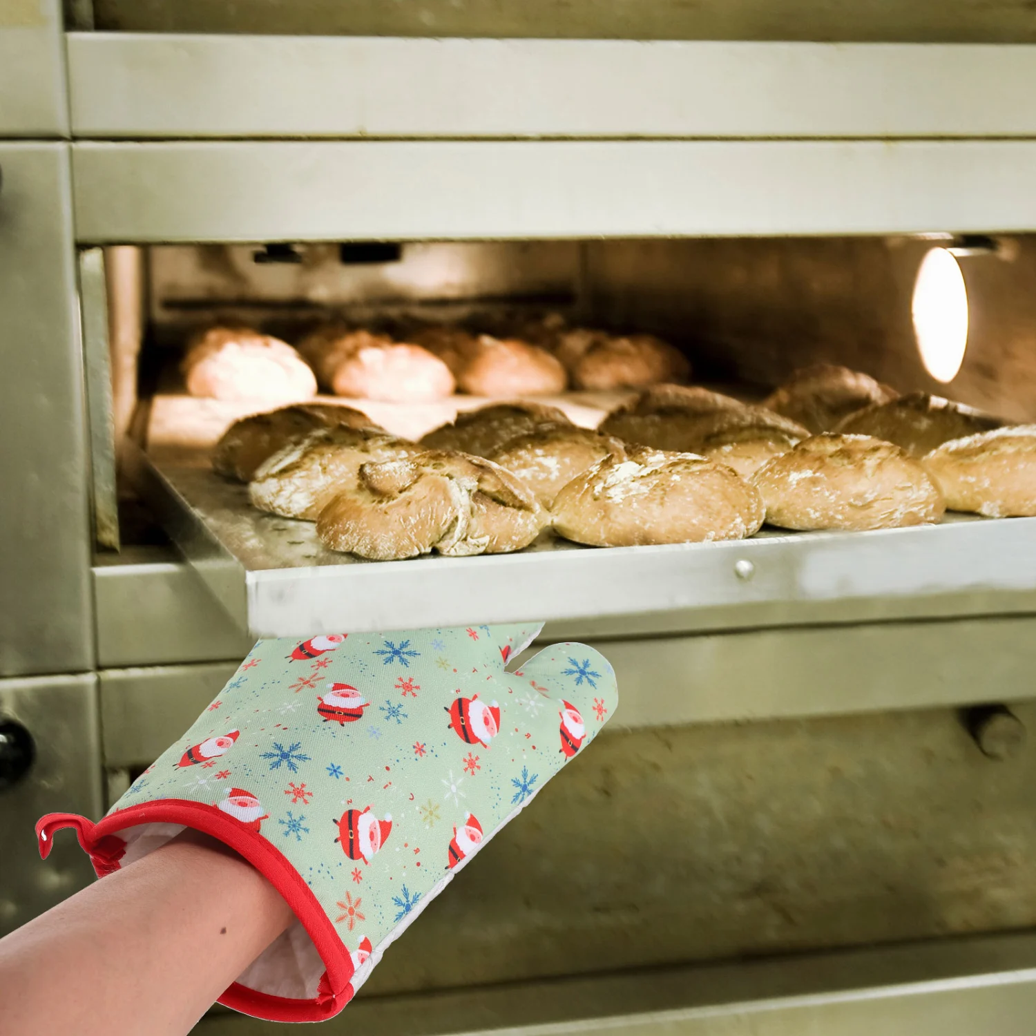 1 Set Xmas Oven Glove Useful Heat Resistant Mitten Practical Kitchen Gadget