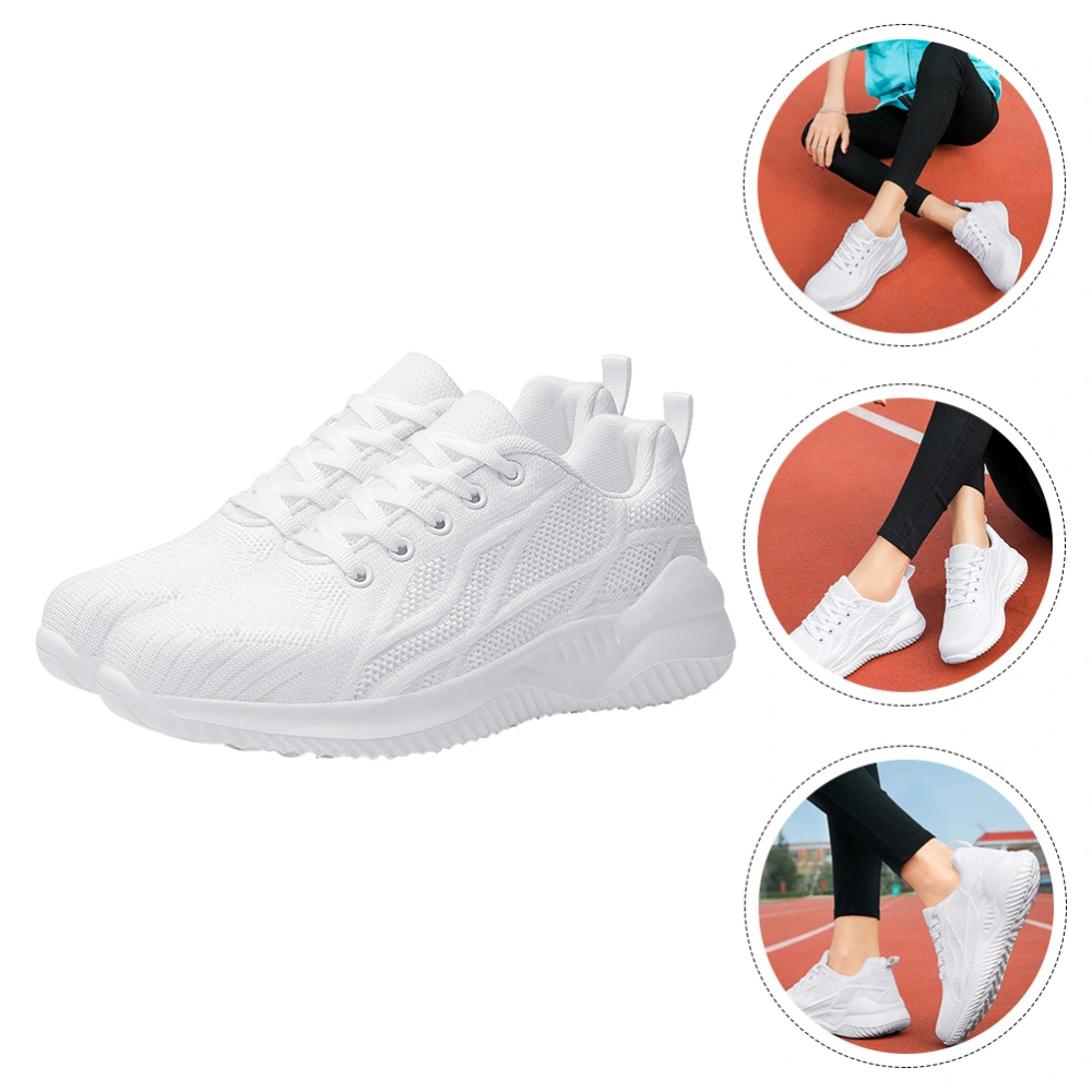 1 Pair Woven Mesh Sports Shoes Adult Running Shoes Non-Skid Casual Footwear