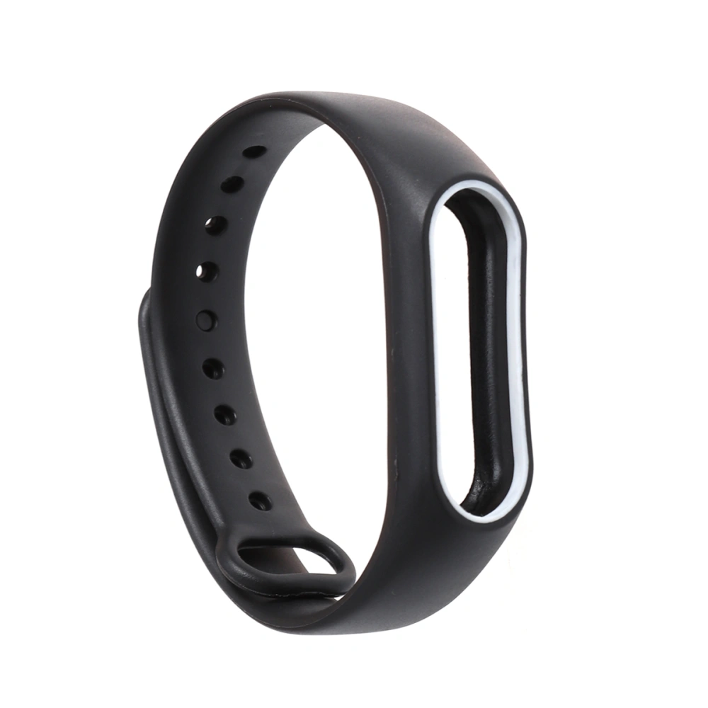 Double Color Accessories Pulseira Strap Replacement Silicone Wriststrap for Miband 2 Xiaomi 2 Smart Bracelet (Black and White)