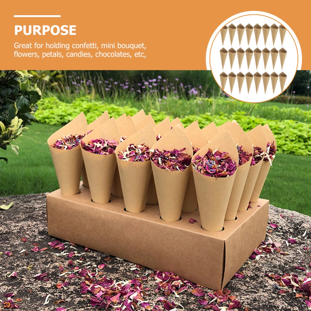 120pcs Wedding Confetti Petal Kraft Paper Flower Cones Confetti Cones Favor Gifts