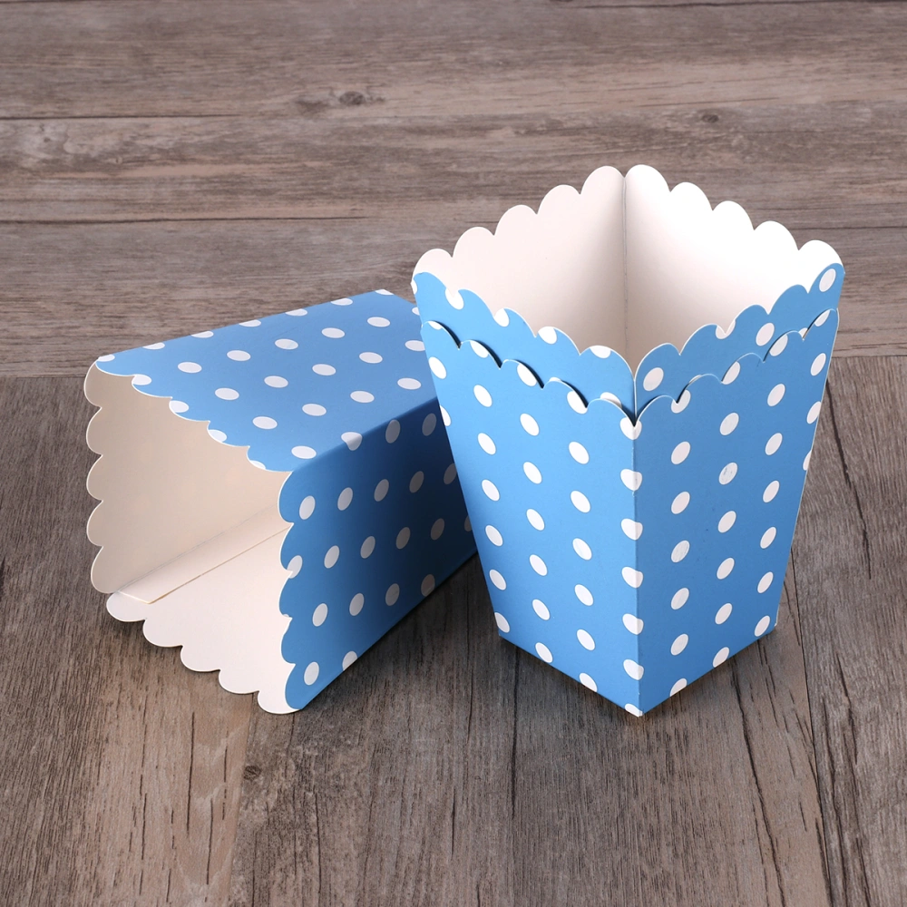 24pcs Popcorn Boxes Holder Containers Cartons Paper Bags Dot Design Snack Box for Movie Theater Dessert Tables Wedding Favors (Dark Blue)