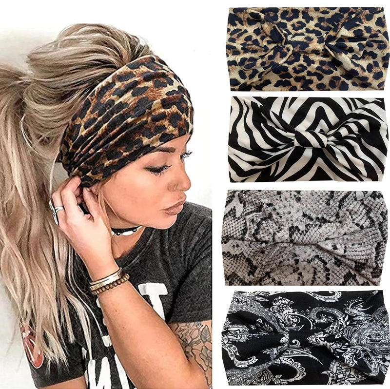 Bohemian Women's Wide-brimmed Printed Solid Color Headband