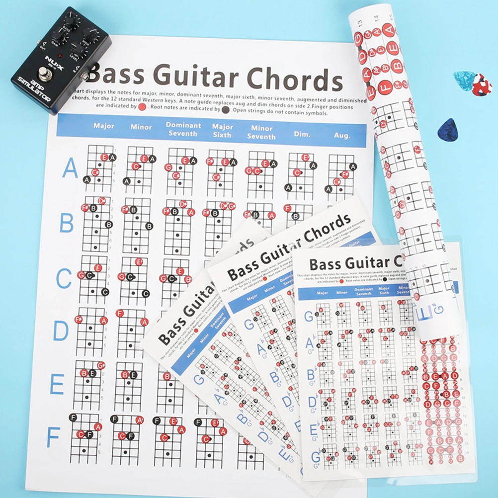 Electric Bass Guitar Chord Chart 4 String Bass Guitar Chord Fingering Diagram Exercise Diagram (Small Size)