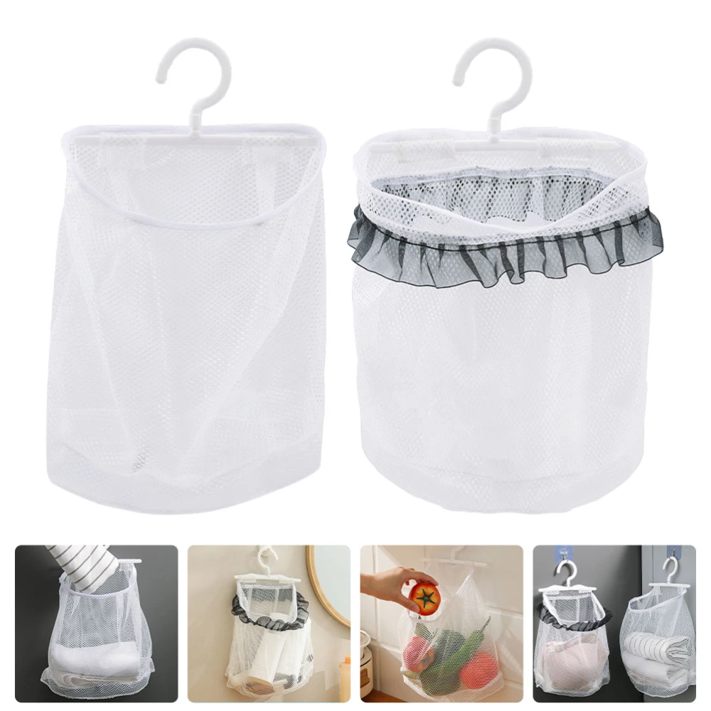 2pcs Household Mesh Bags Convenient Storage Bags Wall-mounted Mesh Pouches