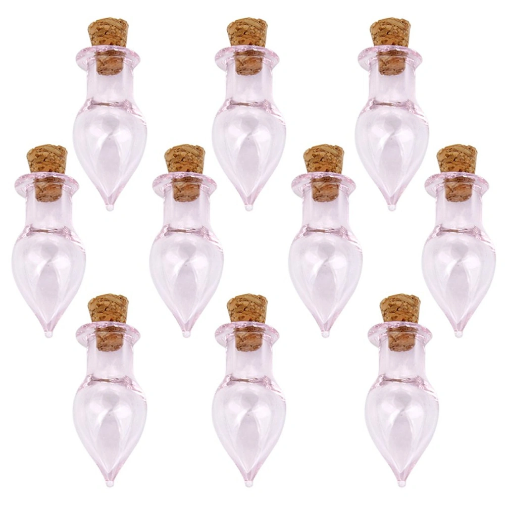 10pcs Waterdrop Shape Mini Glass Bottles Jars with Cork Wish Note Craft Bottle (Clear)