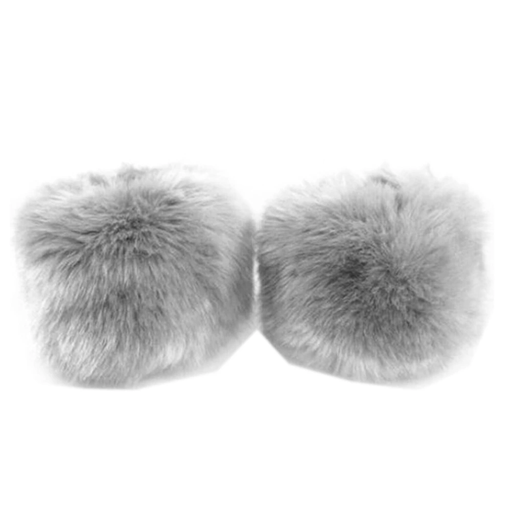 Pair of Rabbit Fur Hair Wrist Band Ring Cuff Wrist Warmer (Grey)