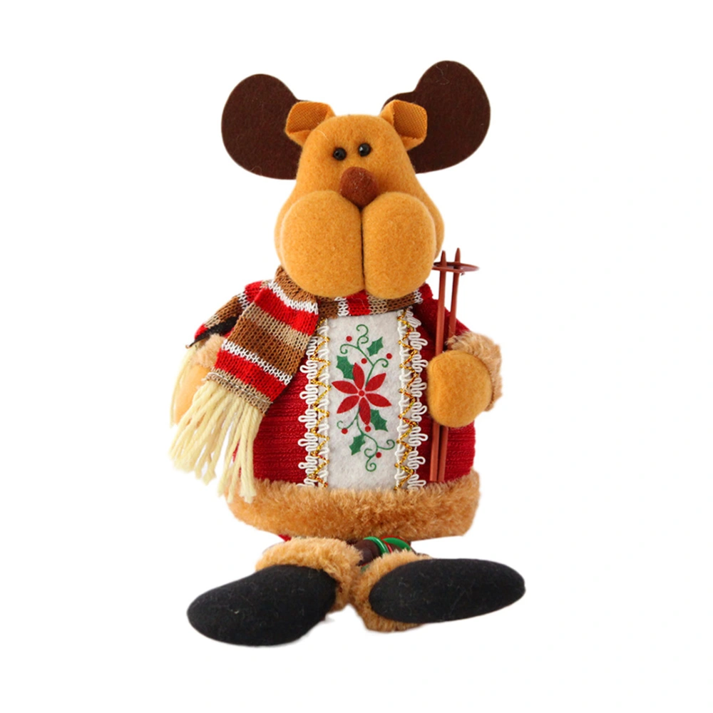 Sitting Cartoon Christmas Doll Decorations for Home Window Plush Toy Christmas Decorations Festival Party Ornaments (Elk)