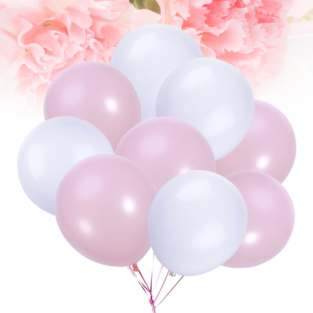 100Pcs 12 Inch Latex Rubber Balloons for Birthday Wedding Party Decoration (White and Pink)