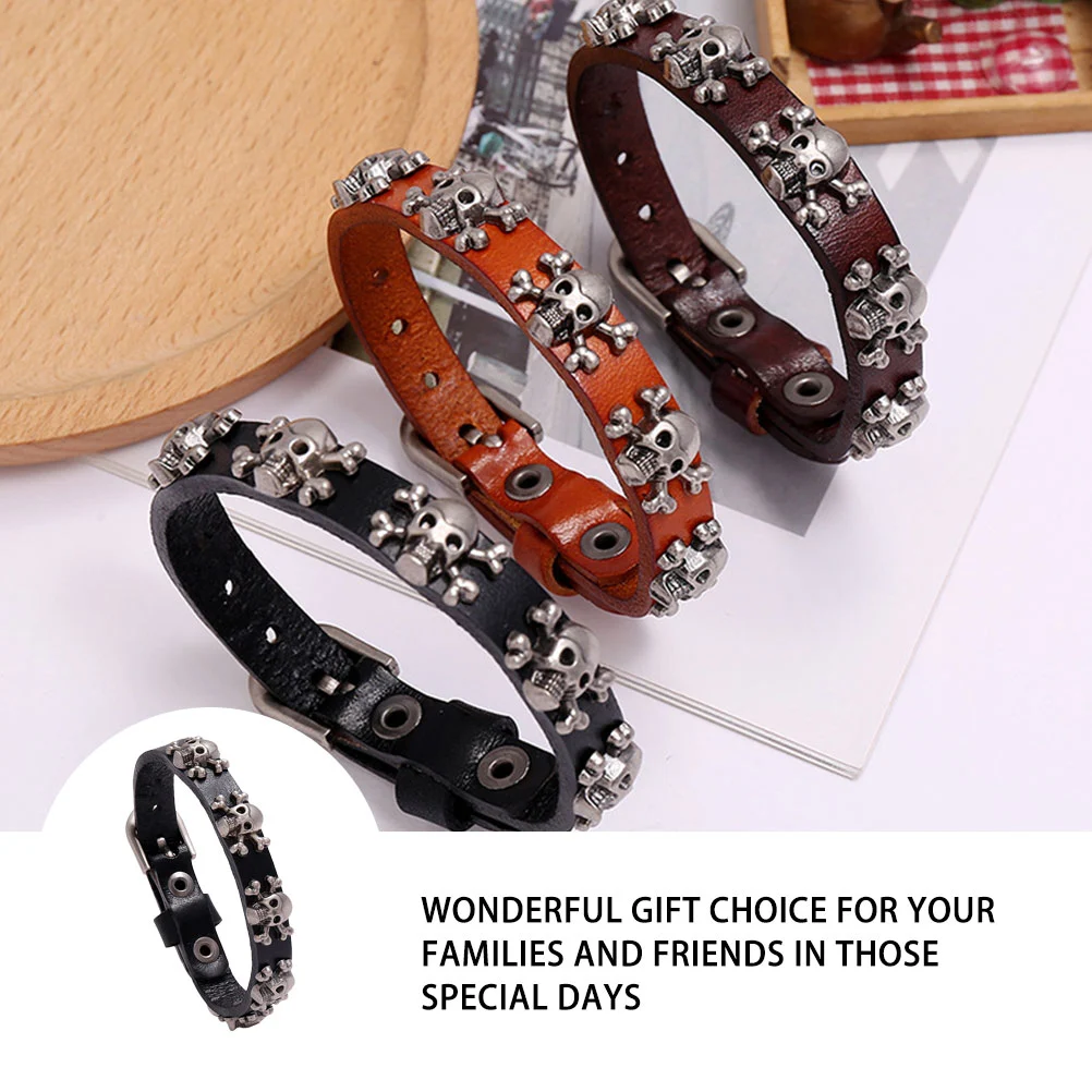 1Pc Skull Punk Style Bracelet Simple Bracelets Adjustable Punk Wrist Chain