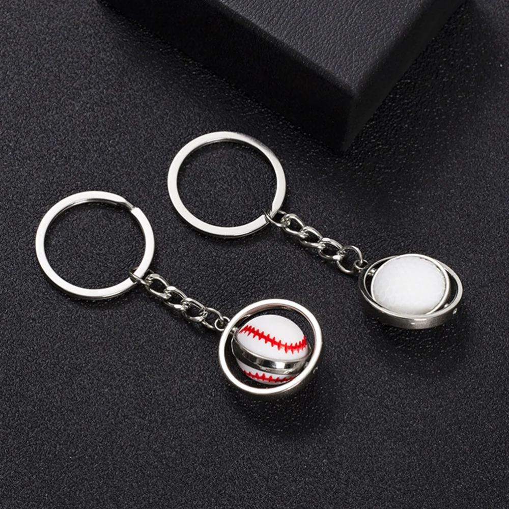 5pcs Sports Ball Keychain Key Ring Car Key Bag Hanging Decor Metal Keychain Gift