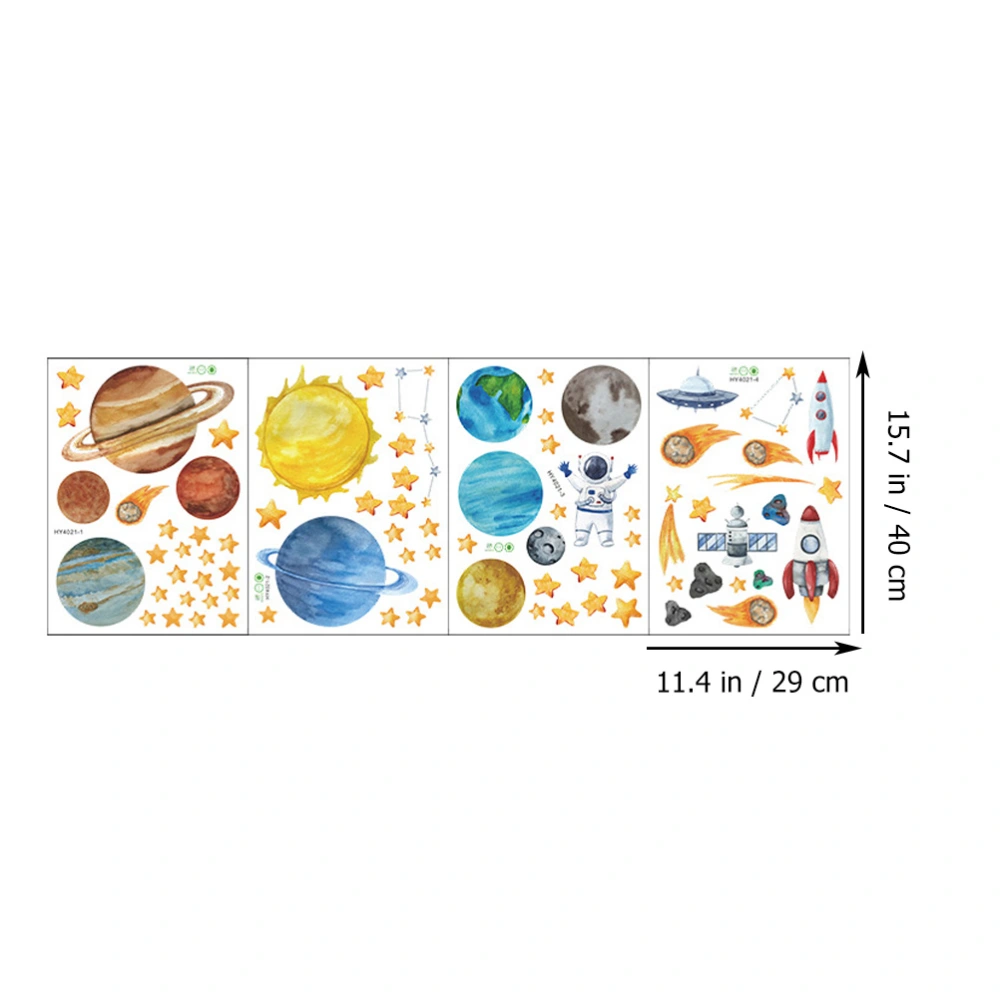 4Sheets Exquisite Wall Spaceman Planet Pattern Stickers Bedroom Wall Sticker Decors