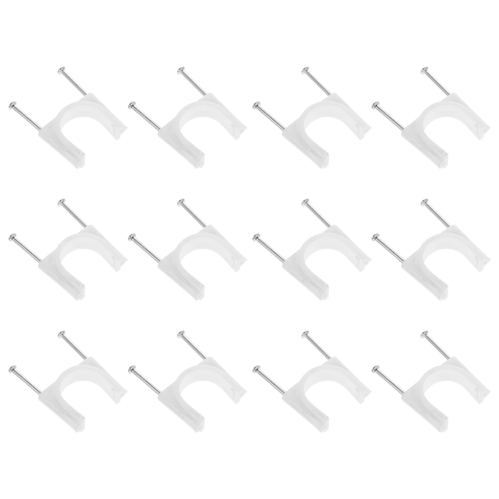 1 Set 25Pcs 30mm Double Nail Wire Cable Clips Practical Wire Clips (White)