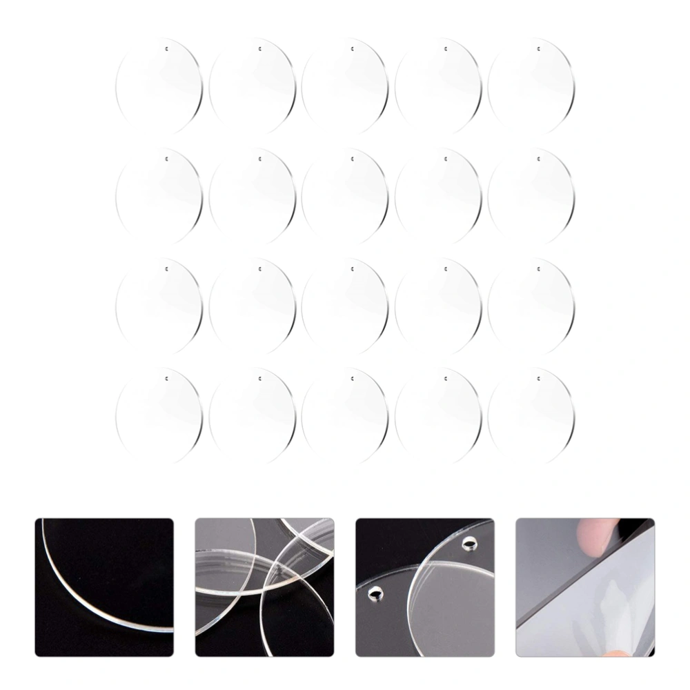 20pcs Blank Clear Sheet Acrylic Cut Circle Sheet Acrylic Key Chain Blank Pieces