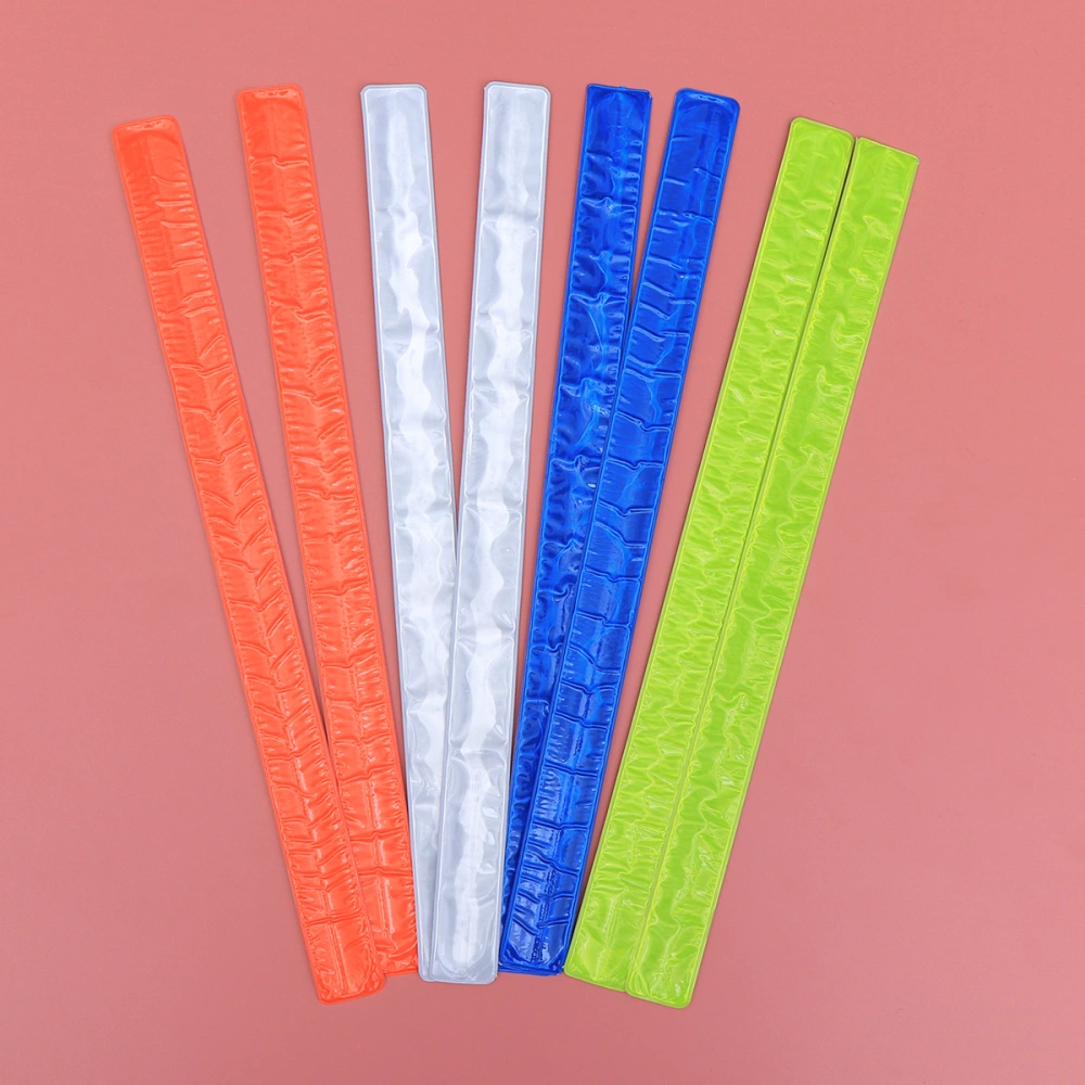 8pcs PVC Wrist Band Slap Bands Night Running Reflective Bracelets Safety Armbands for Walking Hiking Jogging (Color Randomization)