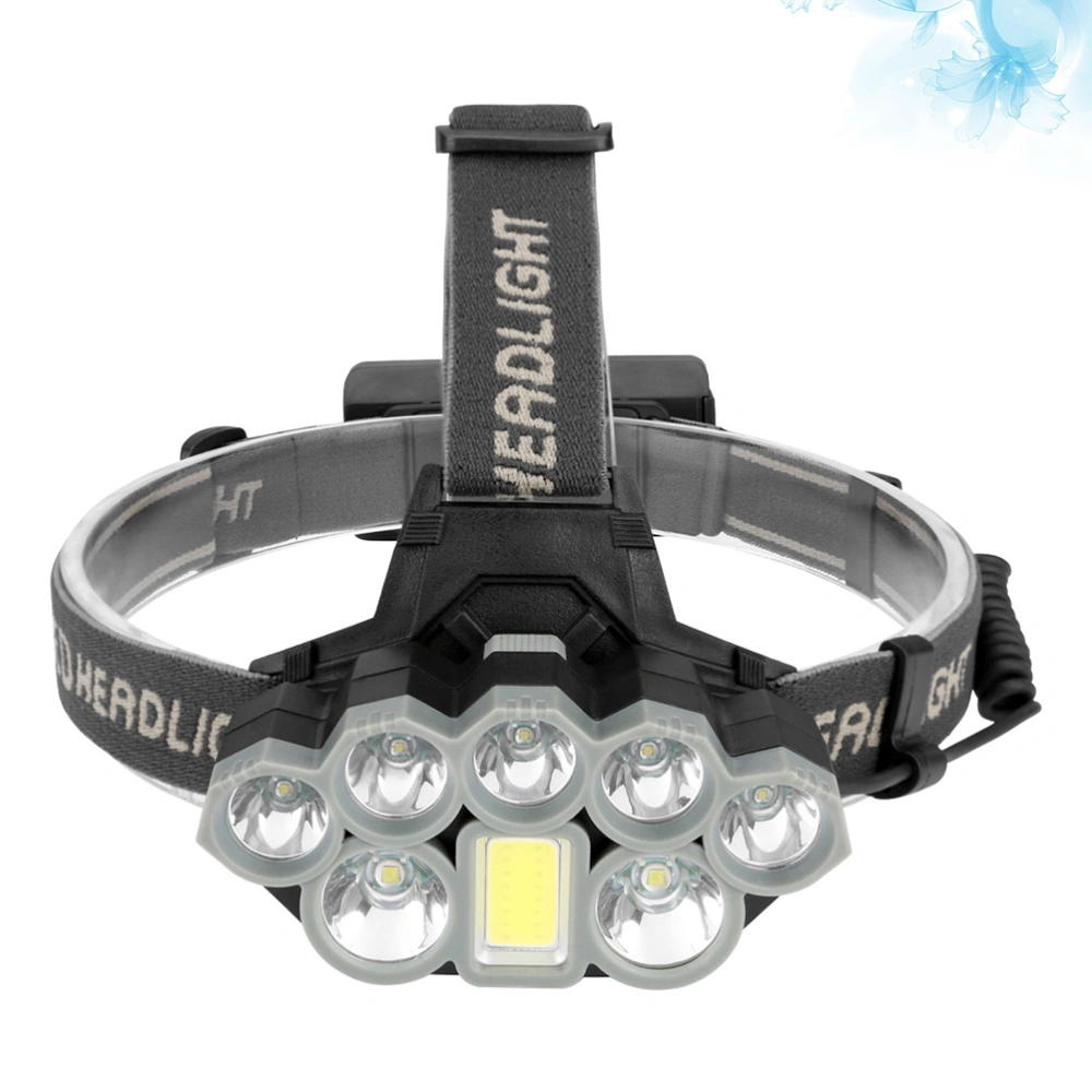 8LED Headlamp 6 Mode USB Charging Fishing Headlamp Head Light for Outdoor Camping Fishing (2pcs 18650 Battery Not Included)