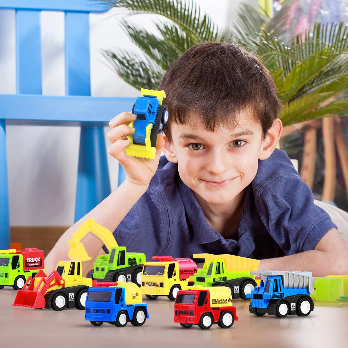 TOYMYTOY 12PCS/SET Kids Pull-back Vehicles Educational Toys for Boys and Girls Gift (Random Color)
