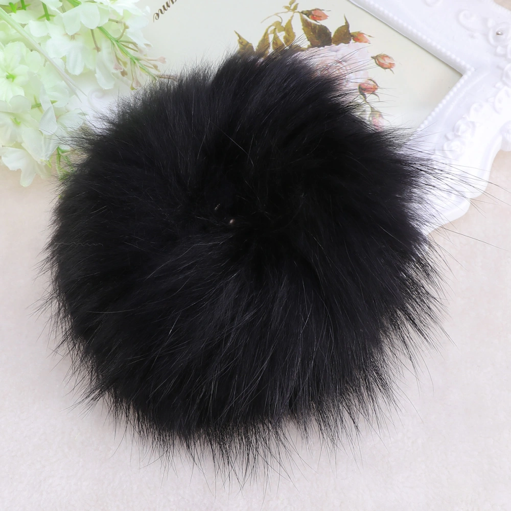 Faux Fur Fluffy Pompom with Snap Fastener Comfortable Clothes Accessory for Hats Shoes Scarves Bags(Black)